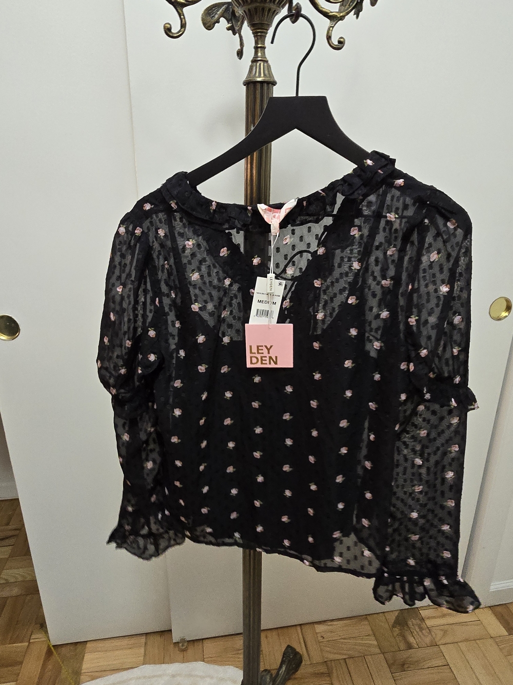 Leyden Black Floral Sheer Blouse